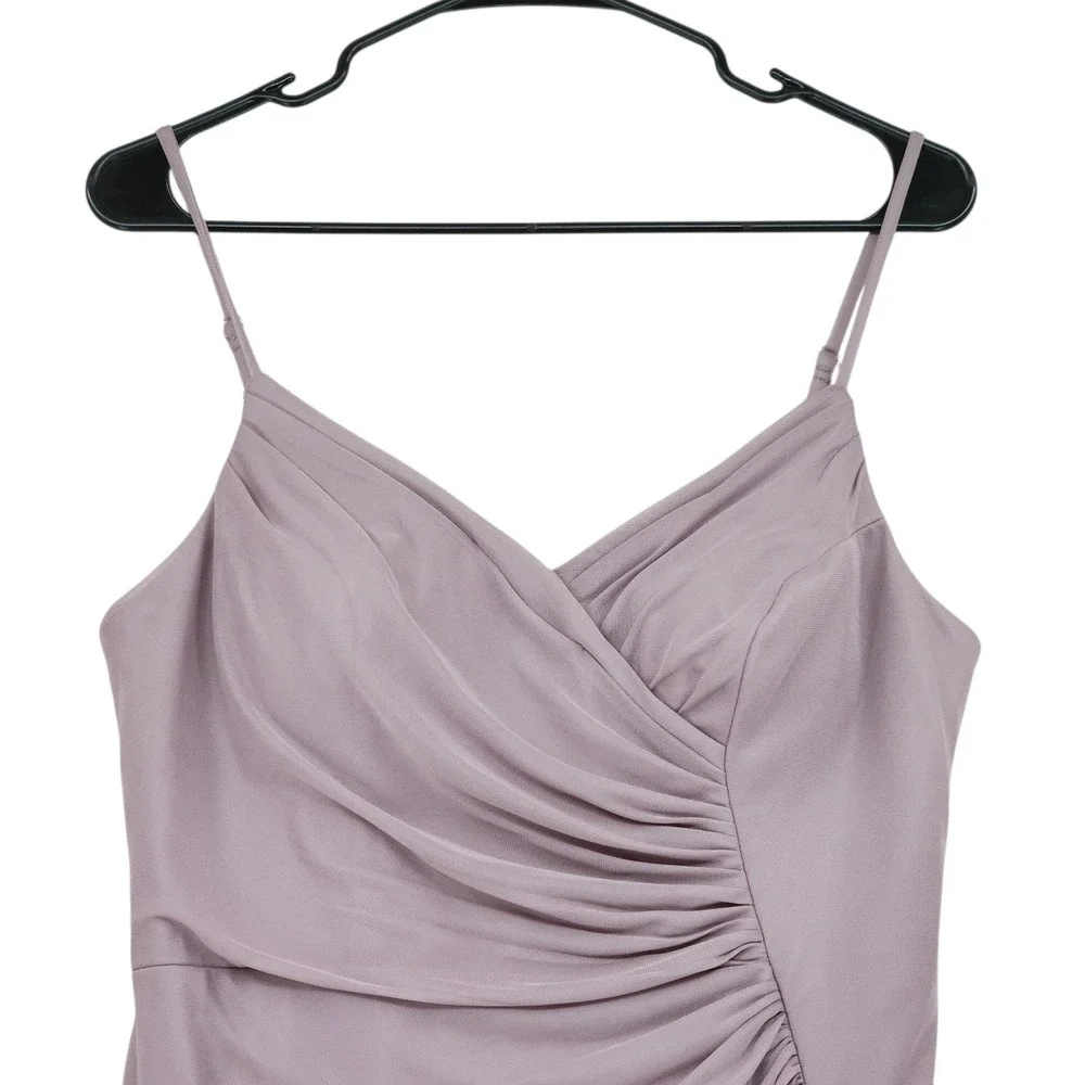 Azazie Maxi Dress 12 Tequilla Purple‎ Dusk Ruched V-Neck Formal Bridesmaid Gown